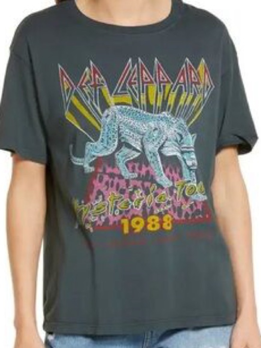 Urban Outfitters Daydreamer Def Leppard 1988 Graphic Band Tee Shirt Gray Small